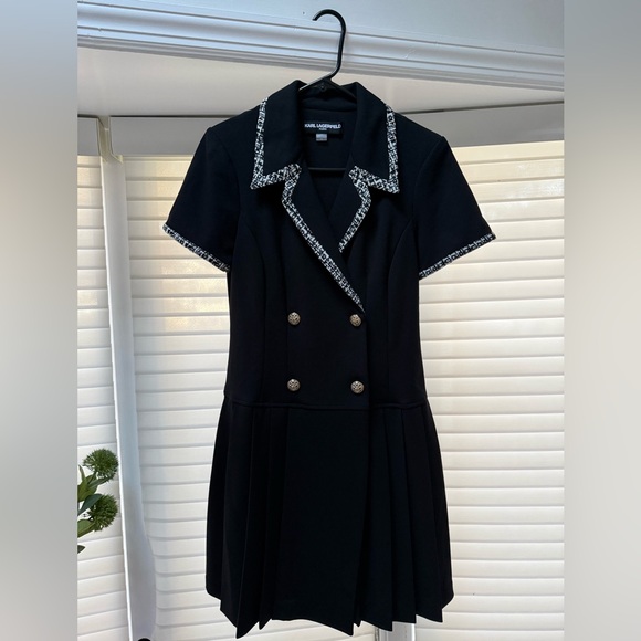 Karl Lagerfeld Black Dress with White Trim - Picture 1 of 2